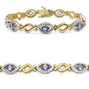 14K Yellow Gold Plated 3.08 Carat Genuine Tanzanite .925 Sterling Silver Bracelet-5