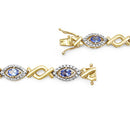 14K Yellow Gold Plated 3.08 Carat Genuine Tanzanite .925 Sterling Silver Bracelet-6