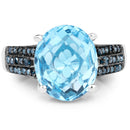5.51 Carat Genuine Baby Swiss Blue Topaz and Blue Diamond .925 Sterling Silver Ring-3