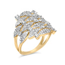14K Yellow Gold 1.0 Cttw Diamond Geometric Stacked Open Cocktail Ring (I-J Color, I1-I2 Clarity) - Ring Size 7-3