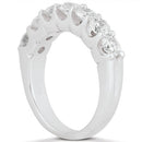 14k White Gold Diamond Scalloped Shared U Prong Setting Wedding Ring Band-2