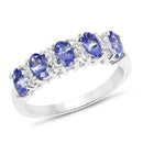 1.51 Carat Genuine Tanzanite and White Topaz .925 Sterling Silver Ring-1