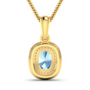 1.35 Carat Genuine Aquamarine and White Diamond 14K Yellow Gold Pendant-3