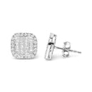 10K White Gold 7/8 Cttw Diamond Princess Composite and Halo Stud Earrings (I-J Color, I1-I2 Clarity)-3