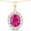 2.56 Carat Genuine Burma Ruby and White Diamond 18K Yellow Gold Pendant-1
