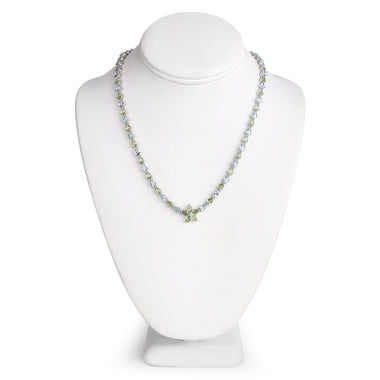 29.48 Carat Genuine Blue Topaz and Peridot .925 Sterling Silver Necklace - 0