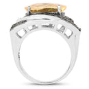 6.11 Carat Genuine Citrine and Chrome Diopside .925 Sterling Silver Ring-2