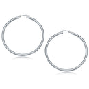 14k White Gold Polished Hoop Earrings (50 mm)-1