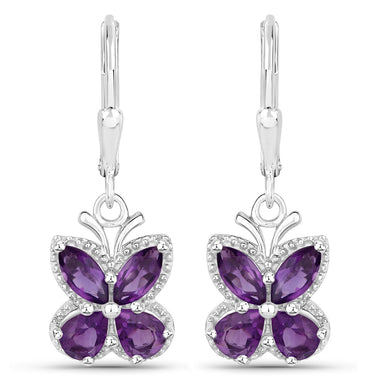 2.12 Carat Genuine Amethyst .925 Sterling Silver Earrings