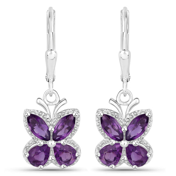 2.12 Carat Genuine Amethyst .925 Sterling Silver Earrings
