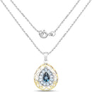 18K Yellow Gold Plated 4.44 Carat Genuine London Blue Topaz and Blue Topaz .925 Sterling Silver Pendant-2