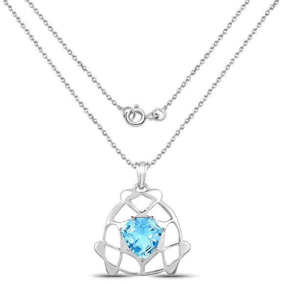 11.50 Carat Genuine Swiss Blue Topaz .925 Sterling Silver Pendant