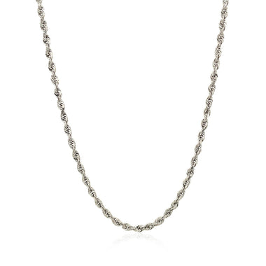 2.5mm 14k White Gold Solid Diamond Cut Rope Chain - 0