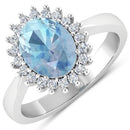 1.24 Carat Genuine Aquamarine and White Diamond 14K White Gold Ring-1