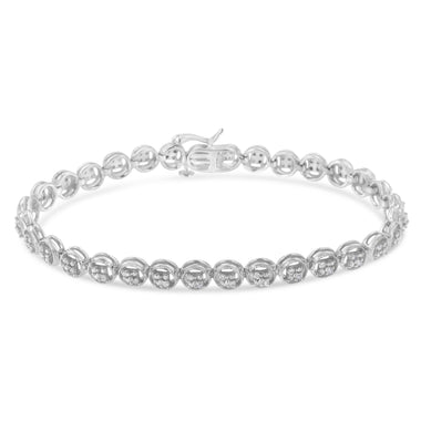 14K Rose Gold Over .925 Sterling Silver 1/4 Cttw Diamond 7" Open Circle Wheel Link Tennis Bracelet (I-J Color, I2-I3 Clarity) - 0