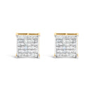 10K Yellow Gold 2.0 Cttw Invisible-Set Princess-Cut Diamond Stud Earrings-4