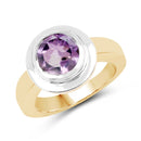 14K Yellow Gold Plated 2.25 Carat Genuine Amethyst .925 Sterling Silver Ring-1