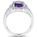 5.90 Carat Genuine Amethyst and Tanzanite .925 Sterling Silver Ring-2