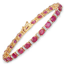 7.76 Carat Genuine Ruby and White Diamond 14K Yellow Gold Bracelet-1