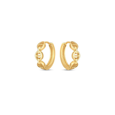 14k Yellow Gold Oval Mariner Huggies - 0