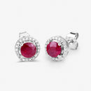 1.22 Carat Genuine Ruby and White Diamond 14K White Gold Earrings-4