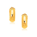 14k Yellow Gold Wide Medium Hoop Earrings with Snap Lock-1