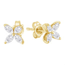 14K White Gold 1/2 Cttw Marquise Diamond 8 Stone Floral Leaf Stud Earrings (H-I Color, SI1-SI2 Clarity)-5