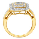 10K Yellow Gold 1/2 Cttw Diamond Square Cluster Cocktail Ring-3