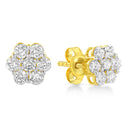 14K Yellow Gold 1/2 Cttw Brilliant Round Cut Diamond Floral Cluster Stud Earrings with Pushbacks (J-K Color, VS2-SI1 Clarity)-1