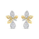 14K White and Yellow Gold 1.00 Cttw Round Pave-Set Diamond Teardrop and Marquise Shape Drop Dangle Earrings (H-I Color, SI1-SI2 Clarity)-2