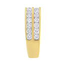 10K Yellow Gold Two-Row Diamond Band Ring (1 Cttw, J-K Color, I1-I2 Clarity) - Size 6-5