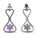 6.31 Carat Genuine Amethyst & Black Spinel .925 Sterling Silver Earrings-3