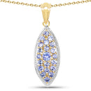 14K Yellow Gold Plated 1.56 Carat Genuine Tanzanite .925 Sterling Silver Pendant-1