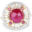 14K Yellow Gold Plated 8.91 Carat Genuine Glass Filled Ruby, Rhodolite & White Topaz .925 Sterling Silver Ring-3