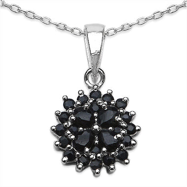 1.48 Carat Genuine Black Sapphire .925 Sterling Silver Pendant