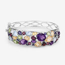 21.17 Carat Genuine Multi Stones .925 Sterling Silver Bangle-7