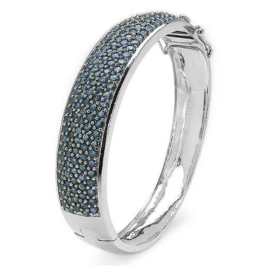 10.00 Carat Genuine Blue Sapphire .925 Sterling Silver Bangle - 0