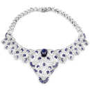 40.93 Carat Genuine Glass Filled Sapphire and White Diamond .925 Sterling Silver Necklace-2