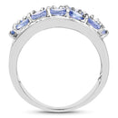 2.76 Carat Genuine Tanzanite and White Topaz .925 Sterling Silver Ring-2