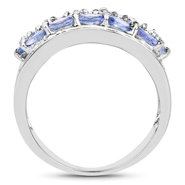 2.76 Carat Genuine Tanzanite and White Topaz .925 Sterling Silver Ring - 0