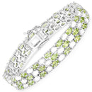 19.73 Carat Genuine Opal and Peridot .925 Sterling Silver Bracelet-2