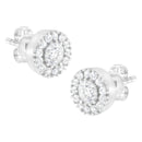 14k White Gold 1 cttw Diamond Halo Stud Earrings (I-J Clarity, I1-I2 Color)-2