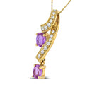 14K Yellow Gold 6x4mm Oval Pink Sapphire and 1/5 Cttw Round Diamond Pendant Necklace - (H-I Color, SI1-SI2 Clarity)-5