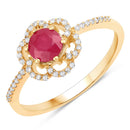 0.68 Carat Genuine Ruby and White Diamond 14K Yellow Gold Ring-1