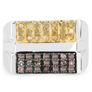 0.63 Carat Genuine Champagne Diamond and Yellow Diamond .925 Sterling Silver Ring-3