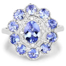 1.77 Carat Genuine Tanzanite and White Topaz .925 Sterling Silver Ring-3
