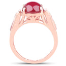 14K Rose Gold Plated 4.71 Carat Genuine Glass Filled Ruby and White Topaz .925 Sterling Silver Ring-2