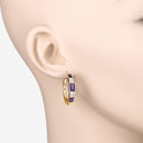 2.18 Carat Genuine Amethyst and White Topaz .925 Sterling Silver Earrings-3