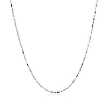 14k White Gold Diamond-Cut Alternating Bead Chain 1.2mm - 0