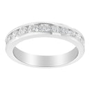 IGI Certified 1.0 Cttw Diamond 18K White Gold Channel-Set Half-Eternity Band Wedding Ring (E-F Color, I1-I2 Clarity) - Size 5-1/2-4